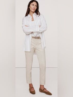 Banana Republic Mid Rise Slim Cargo Cream Ankle Pant